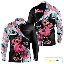 Load image into Gallery viewer, Funny Pink Flamingo Pattern Tropical Flamingo Golf Polo Shirt For Men, Custom Flamingo Golf Shirt For Team NHT653