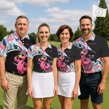 Load image into Gallery viewer, Funny Pink Flamingo Pattern Tropical Flamingo Golf Polo Shirt For Men, Custom Flamingo Golf Shirt For Team NHT653