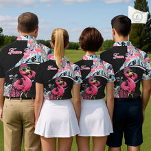 Load image into Gallery viewer, Funny Pink Flamingo Pattern Tropical Flamingo Golf Polo Shirt For Men, Custom Flamingo Golf Shirt For Team NHT653