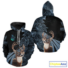 Load image into Gallery viewer, Deer Hunting Dark Blue Camo Grim Reaper Custom Name 3D All Over Print Shirts Gift For Hunters NHT84
