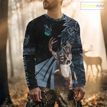 Load image into Gallery viewer, Deer Hunting Dark Blue Camo Grim Reaper Custom Name 3D All Over Print Shirts Gift For Hunters NHT84