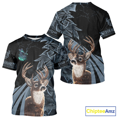 Deer Hunting Dark Blue Camo Grim Reaper Custom Name 3D All Over Print Shirts Gift For Hunters NHT84