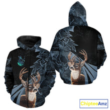 Load image into Gallery viewer, Deer Hunting Dark Blue Camo Grim Reaper Custom Name 3D All Over Print Shirts Gift For Hunters NHT84