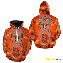Load image into Gallery viewer, Deer Hunting Shirt Orange Camo 3D All Over Print Buck Head Custom Name Hunting Clothes NHT87