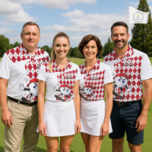 Load image into Gallery viewer, Womens Golf Polo Shirt Argyle Pattern Golf Shirts For Womens Funny Golf Ball Shirt Gifts|Red  NHT861