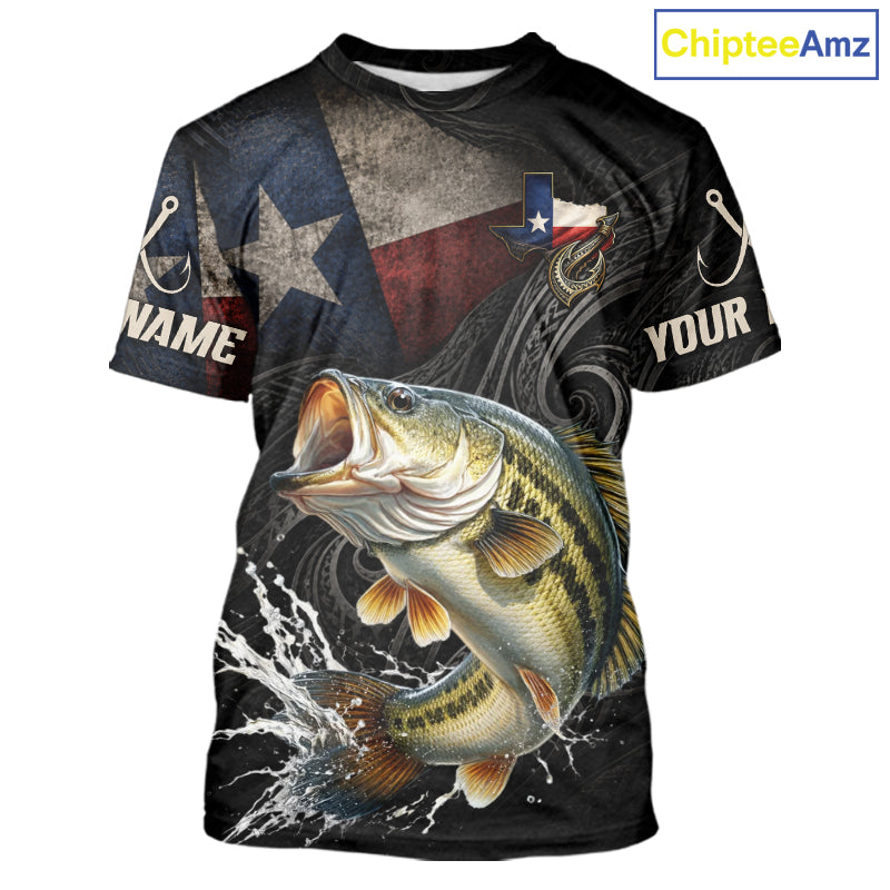 Personalized Texas Largemouth Bass Fishing T-Shirt – Custom Name Angler Apparel For Fishermen