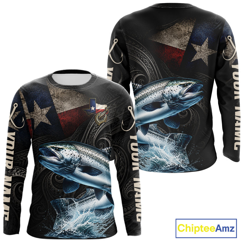Personalized Texas Chinook Salmon Fishing Shirt – Custom Name Angler Apparel For Fishermen