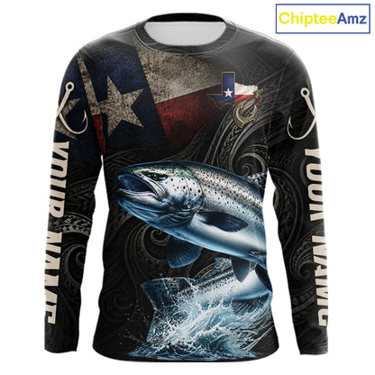Personalized Texas Chinook Salmon Fishing Shirt – Custom Name Angler Apparel For Fishermen