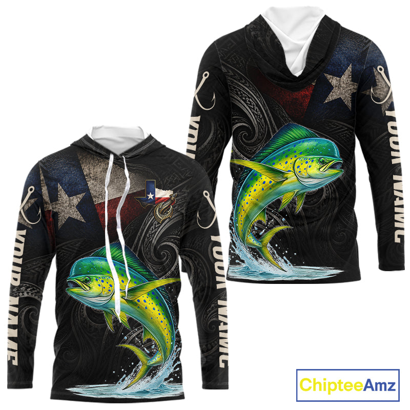 Personalized Texas Mahi Mahi Hooded Fishing Shirt – Custom Name Angler Apparel For Fishermen
