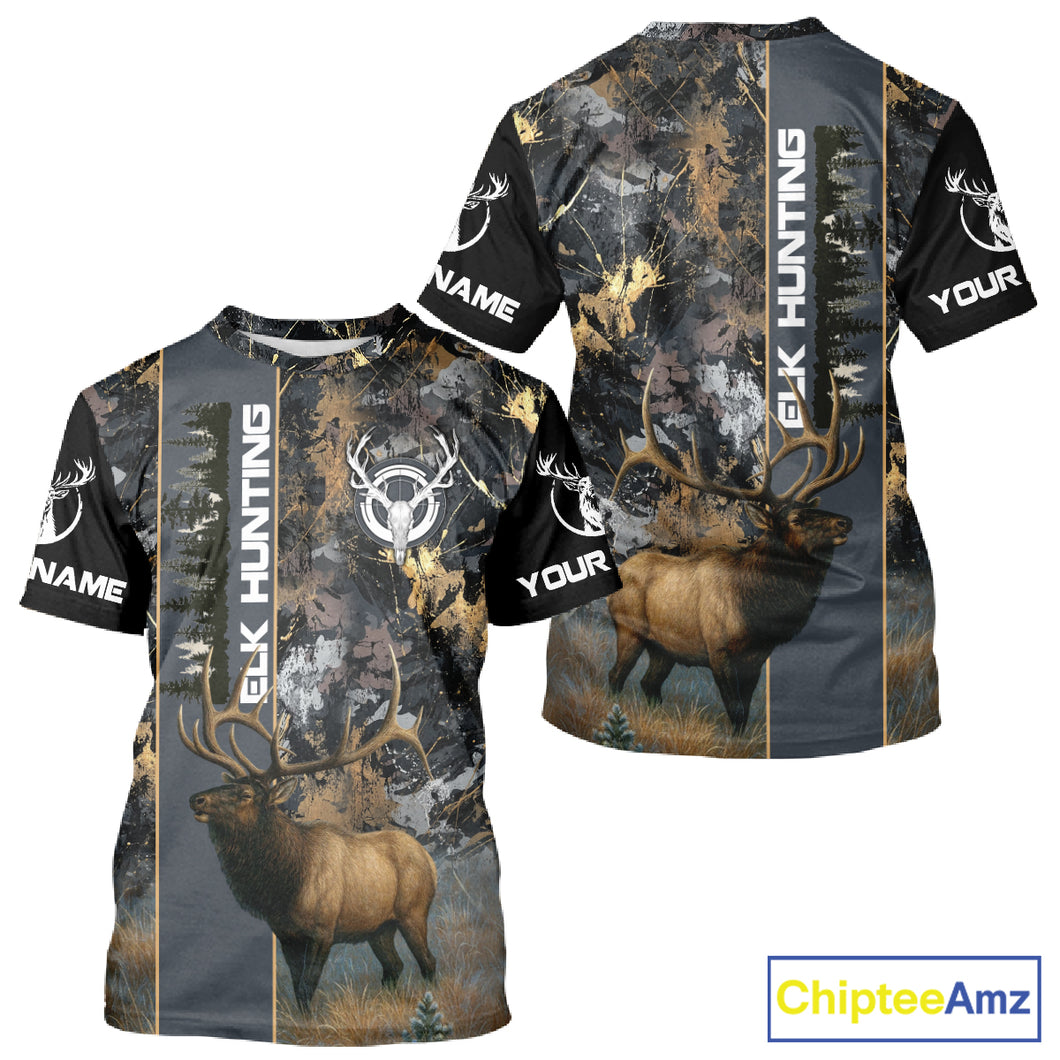 Best Elk Hunting Camouflage Shirts for Elk Hunters, Personalized Hunting Shirts, Hunting Gifts NHT100