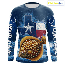 Load image into Gallery viewer, Texas Flag Flounder Fishing Jersey Performance Fishing Shirt, Saltwater Angler Gift For Men 