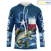 Load image into Gallery viewer, Texas Flag Speckled Trout Fishing Jersey Performance Fishing Shirt, Saltwater Angler Gift For Men 