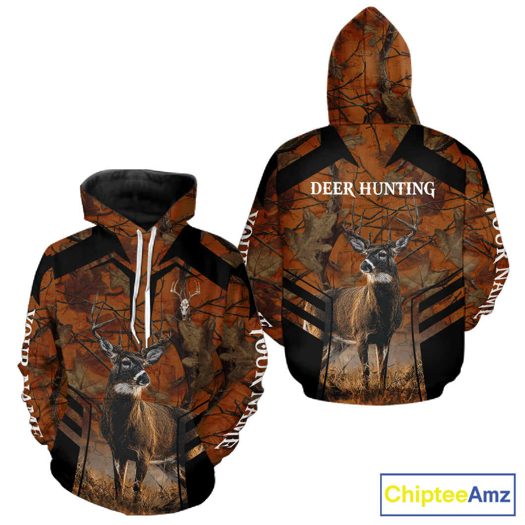 Whitetail Deer Hunting Shirt Orange Camo Custom Name, Deer Hunting Clothes NHT285