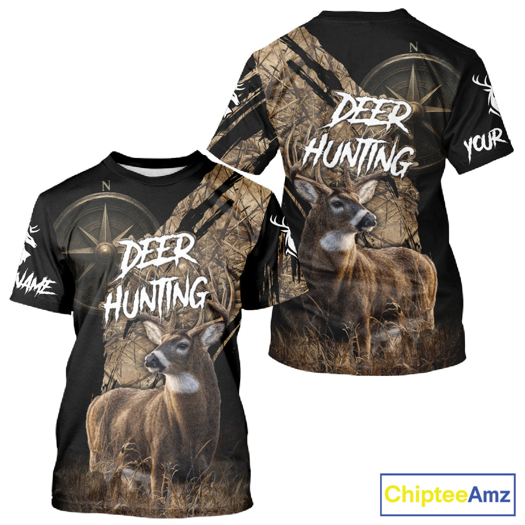 Custom Deer Hunting Shirt with Compass Design, Best for Hunting Season NHT287