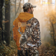 Load image into Gallery viewer, Hunting Shirt with Running Deer Design – Blaze Orange Camo Custom Name 3D Print NHT288
