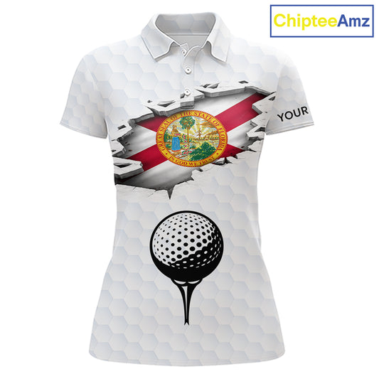 Florida Flag Personalized Golf Pattern Ball Polo Shirts Patriotic Golf Shirts For Womens NHT675