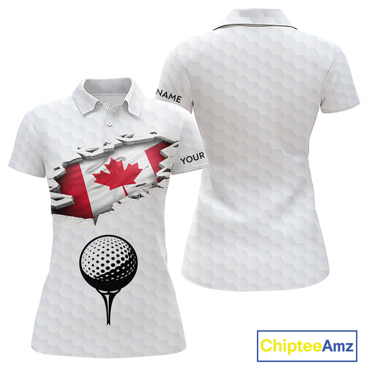 Canada Flag Personalized Golf Pattern Ball Polo Shirts Patriotic Golf Shirts For Womens NHT677