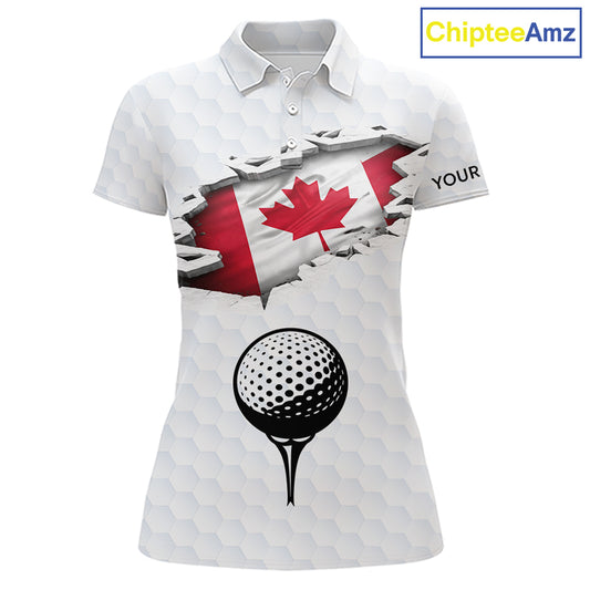 Canada Flag Personalized Golf Pattern Ball Polo Shirts Patriotic Golf Shirts For Womens NHT677