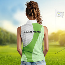 Load image into Gallery viewer, White And Green Golf Clubs Custom Name, Team Name Womens Sleeveless Golf Polo Shirts Team Name Golf Tops NHT690