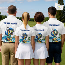 Load image into Gallery viewer, Personalized Surfing Parrot Mens Golf Polo Shirt Tropical Beach Bird Golf Team Shirt NHT1189