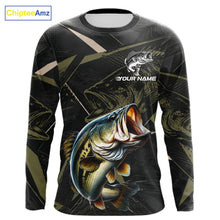 Load image into Gallery viewer, Personalized Bass Fishing Jersey, Custom Name Long Sleeve Fishing Shirt For Men 