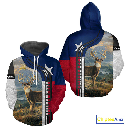Deer Hunting Shirt with Texas Flag, Personalized Gift for Hunters NHT03