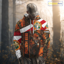 Load image into Gallery viewer, Deer Hunting Shirt With Orange Camouflage, Florida Flag, Custom Name Shirt, Gifts For Hunters NHT04