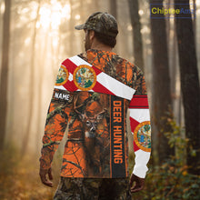 Load image into Gallery viewer, Deer Hunting Shirt With Orange Camouflage, Florida Flag, Custom Name Shirt, Gifts For Hunters NHT04