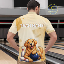 Load image into Gallery viewer, Custom Name Team Bowling Jersey, Men's Golden Retriever Bowling Polo Shirt &amp; Quarter Zip NHT1203