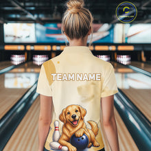Load image into Gallery viewer, Custom Name Team Bowling Jersey, Women's Golden Retriever Bowling Polo Shirt &amp; Quarter Zip NHT1203
