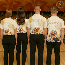 Load image into Gallery viewer, Custom Name Team Bowling Jersey, Women's Golden Retriever Bowling Polo Shirt &amp; Quarter Zip NHT1203