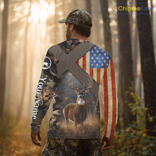 Load image into Gallery viewer, American Flag Deer Hunting Hoodie For Men – 3D Whitetail Buck Camo NHT336