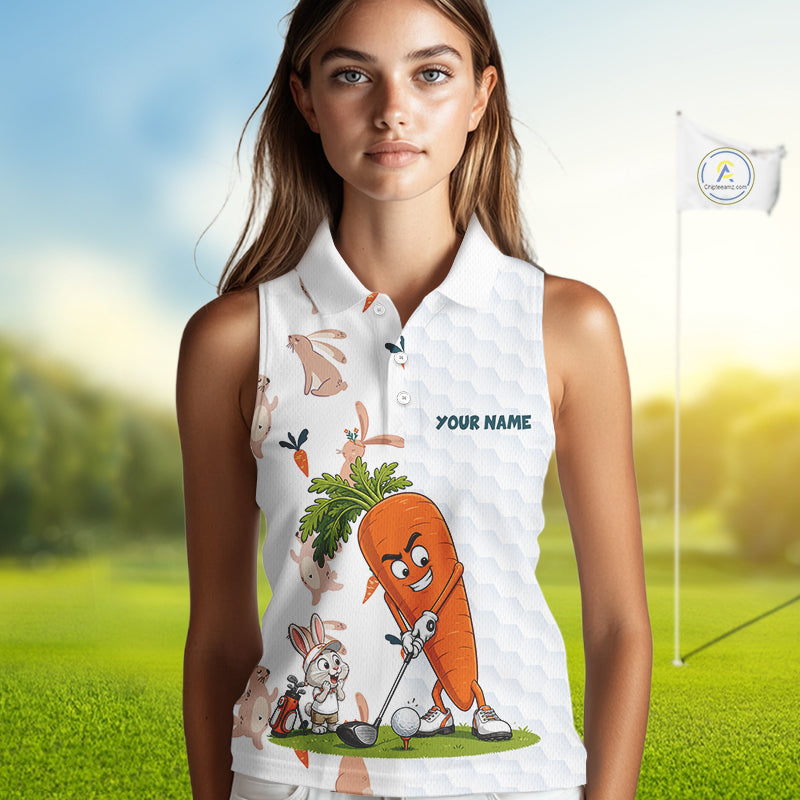 Rabbit Carrot Golf Polo Shirt Funny Golfer Bunny Custom Team Name Jersey NHT892