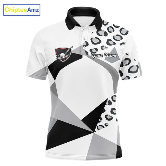 Geometric Leopard Fusion Performance Mens Golf Polo Shirt, Golf Gift For Men NHT722