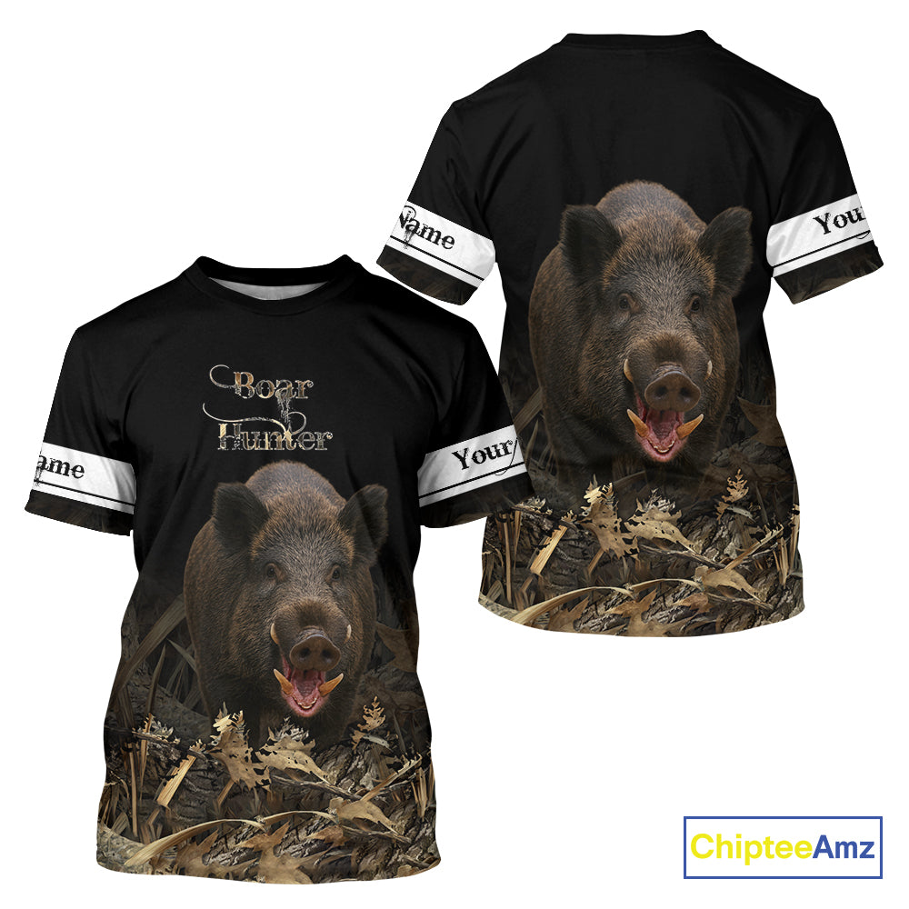 Boar Hunting Black Grown Camo 3D Shirt For Hunting Season Hunting Clothes For Hunters NHT113