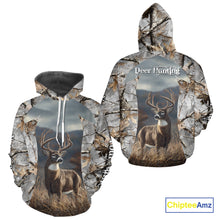 Load image into Gallery viewer, Custom 3D Deer Hunting Shirt With Whitetail Deer Winter Camo For Deer Hunting Season NHT222