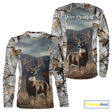 Load image into Gallery viewer, Custom 3D Deer Hunting Shirt With Whitetail Deer Winter Camo For Deer Hunting Season NHT222