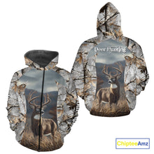 Load image into Gallery viewer, Custom 3D Deer Hunting Shirt With Whitetail Deer Winter Camo For Deer Hunting Season NHT222