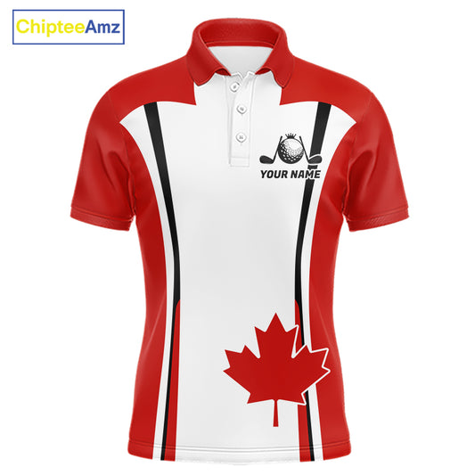 Personalized Canada Flag Mens Golf Shirts Golf Polo Shirts For Men Patriotic Golf Tops NHT734
