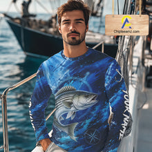 Load image into Gallery viewer, Custom Striped Bass Fishing Jersey, Personalized Long Sleeve Performance Fishing Shirt NHT1223