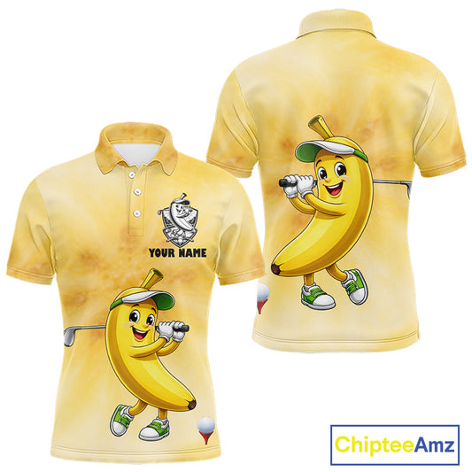 Funny Banana Mens Golf Polo Shirts Custom Name, Golf Shirt For Men, Golf Gift NHT745