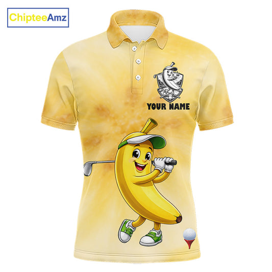 Funny Banana Mens Golf Polo Shirts Custom Name, Golf Shirt For Men, Golf Gift NHT745