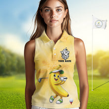 Load image into Gallery viewer, Funny Banana Sleeveless Womens Golf Polo Shirts Custom Name, Golf Shirt For Mom, Golf Gift NHT745