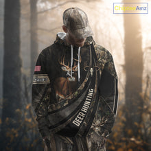 Load image into Gallery viewer, Whitetail Deer Hunting Shirt Camouflage US Flag, Deer Hunter Custom Name, Hunting Gift NHT123