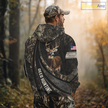 Load image into Gallery viewer, Whitetail Deer Hunting Shirt Camouflage US Flag, Deer Hunter Custom Name, Hunting Gift NHT123