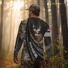 Load image into Gallery viewer, Whitetail Deer Hunting Shirt Camouflage US Flag, Deer Hunter Custom Name, Hunting Gift NHT123