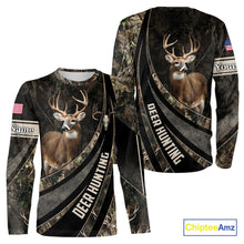 Load image into Gallery viewer, Whitetail Deer Hunting Shirt Camouflage US Flag, Deer Hunter Custom Name, Hunting Gift NHT123