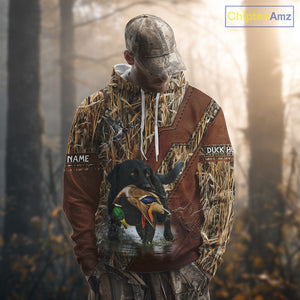 Mallard Duck Hunting With Black Lab Custom Name 3D All Over Print Shirt, Dog Hunting Gifts NHT131