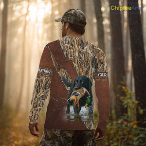 Mallard Duck Hunting With Black Lab Custom Name 3D All Over Print Shirt, Dog Hunting Gifts NHT131