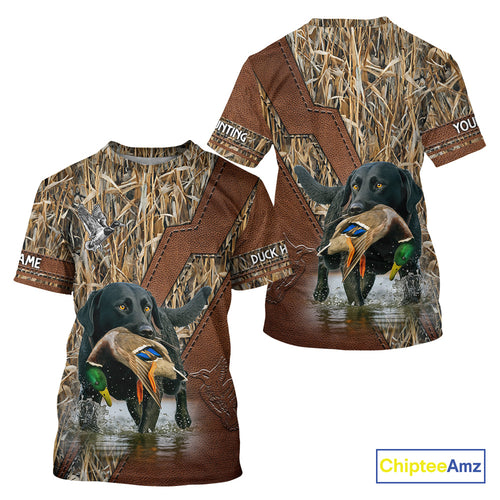 Mallard Duck Hunting With Black Lab Custom Name 3D All Over Print Shirt, Dog Hunting Gifts NHT131